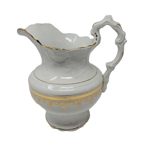 Antique 19th Century Wash Pitcher Burford Bros Pottery Porcelain E Liverpool OH - Picture 1 of 8